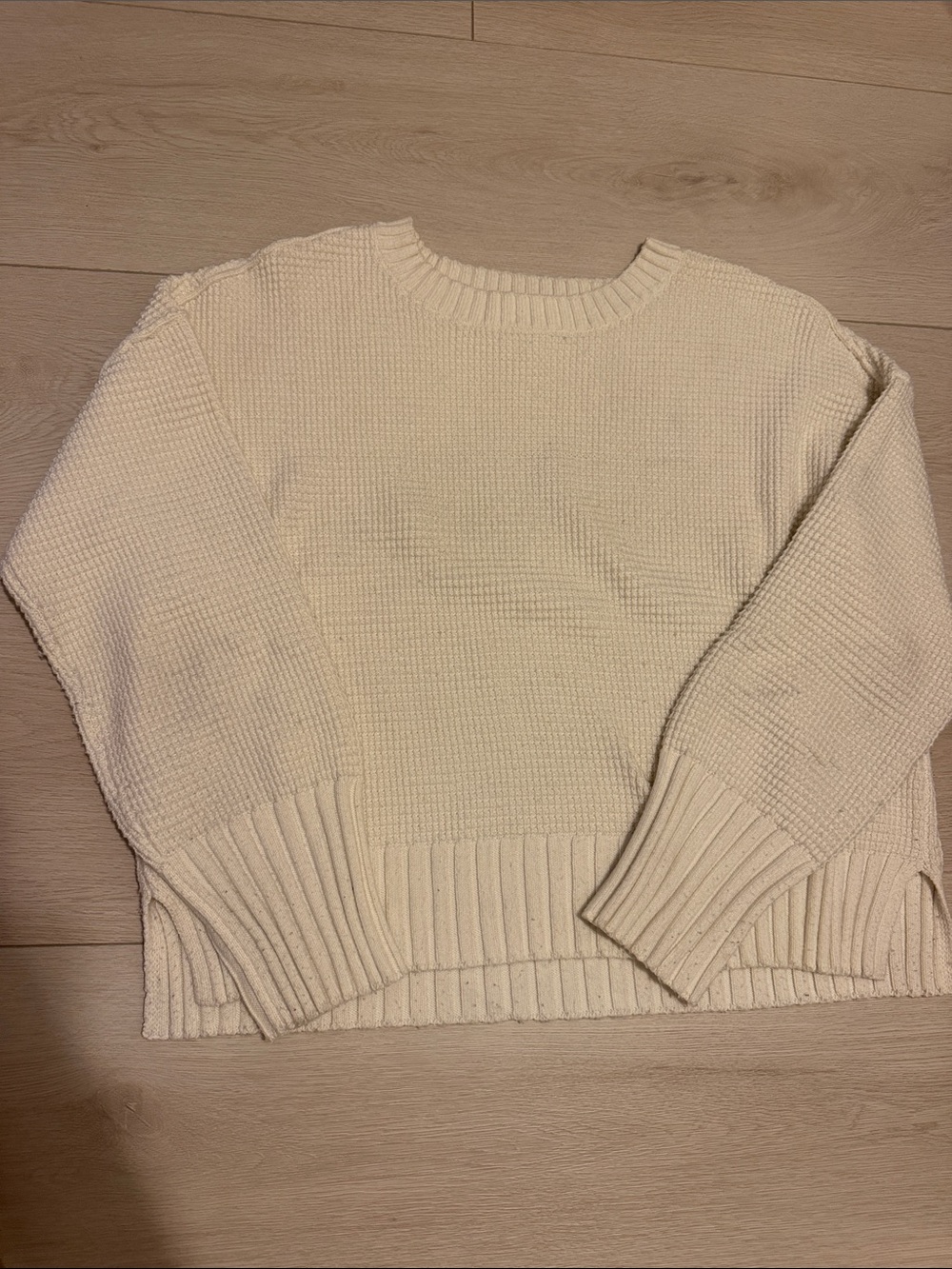 Jessica Simpson Cream Crewneck Waffle Knit Sweater